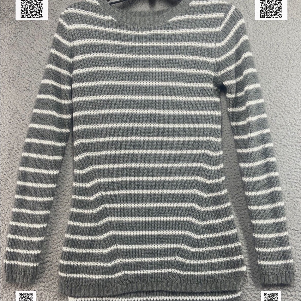 Merona Gray and White Crew Neck Sweater with Stripes